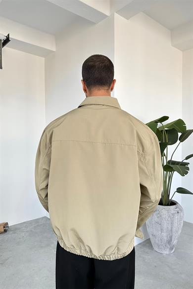 Toprak Beli Lastik Detay Gabardin Gömlek