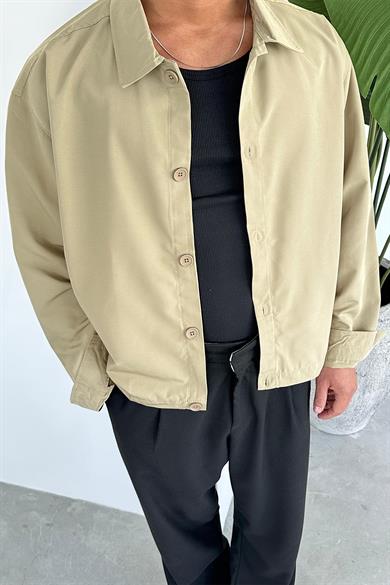 Toprak Beli Lastik Detay Gabardin Gömlek