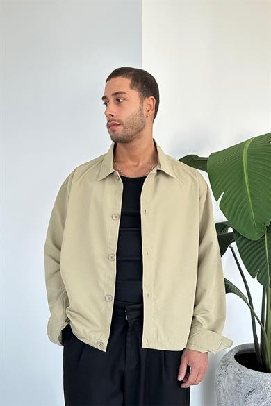 Toprak Beli Lastik Detay Gabardin Gömlek