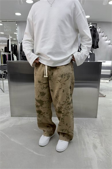 Toprak Patch Detaylı Kamuflaji Süper Baggy Pantolon