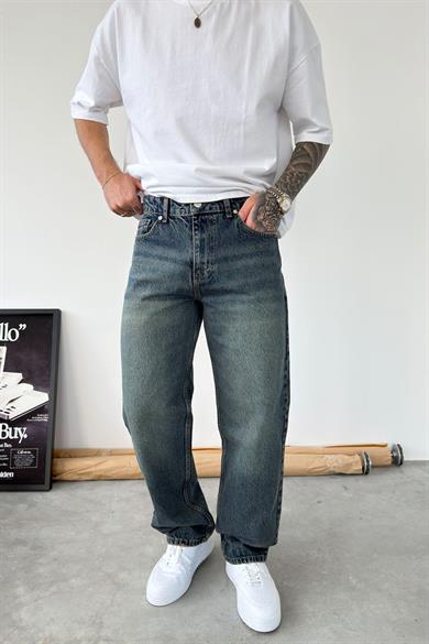 Vintage Mavi Basic Baggy Fit Pantolon