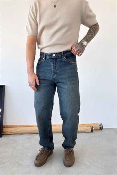 Vintage Mavi Basic Regular Pantolon