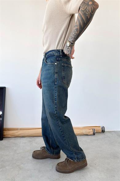 Vintage Mavi Basic Regular Pantolon