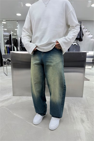 Vintage Mavi Soft Degrade Premium Süper Baggy Pantolon