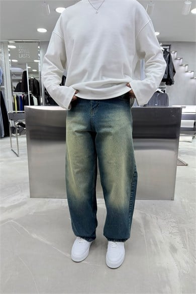 Vintage Mavi Soft Degrade Premium Süper Baggy Pantolon