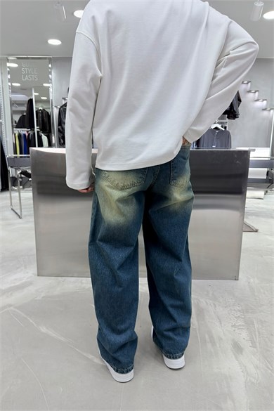 Vintage Mavi Soft Degrade Premium Süper Baggy Pantolon