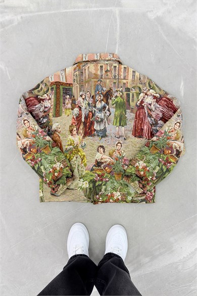 Vintage Renaissance Premium Dokulu Tasarım Astarlı Mont