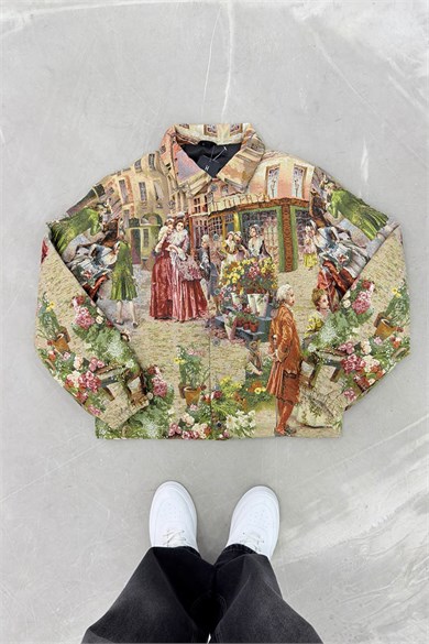 Vintage Renaissance Premium Dokulu Tasarım Astarlı Mont