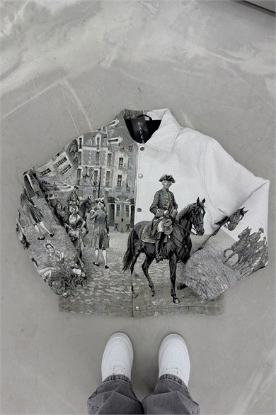 Vintage Revolutionary Premium Dokulu Tasarım Astarlı Mont