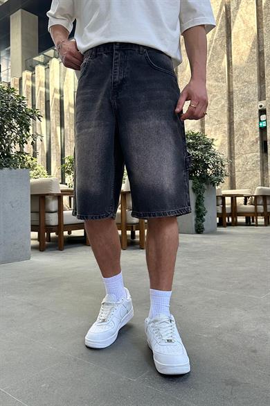 Vintage Tasarım Cepli 4V DL Baggy Kot Şort