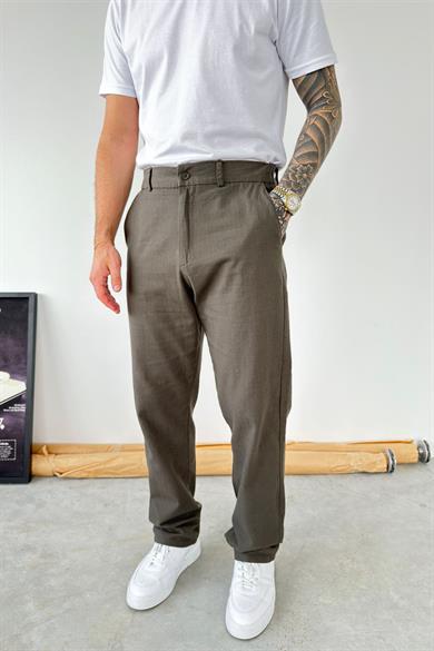 Yeşil Baggy Keten Pantolon