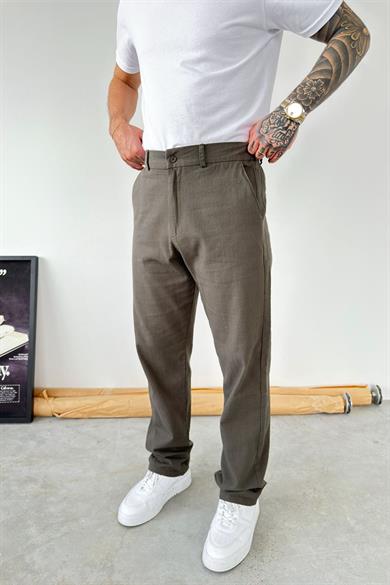 Yeşil Baggy Keten Pantolon