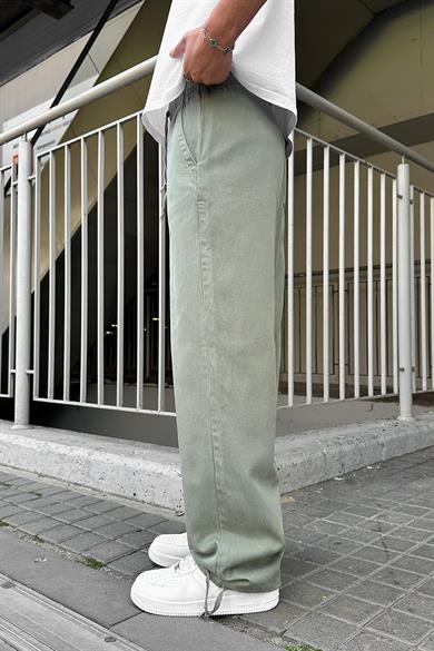 Yeşil Bel İp Detay Y4 DL Paçası Ayarlanabilir Baggy Pantolon
