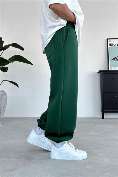 Yeşil Cozy Basic Paça Lastik Oversize Eşofman