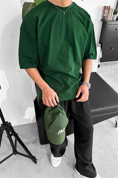 Yeşil Cozy Basic Soft Oversize Tişört