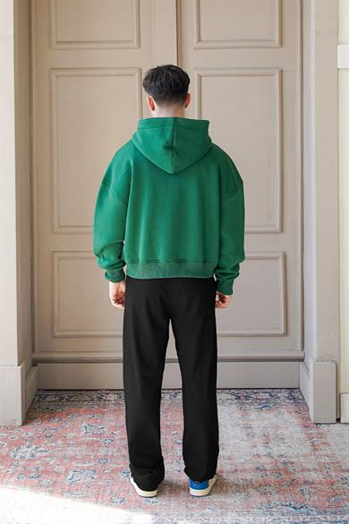 Yeşil Cozy Basic Tam Fermuar Oversize Sweatshirt