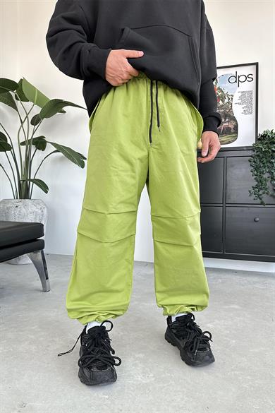 Yeşil Diz Detay E1 GRJ Yeşil Paça Stoper Detay Baggy Pantolon