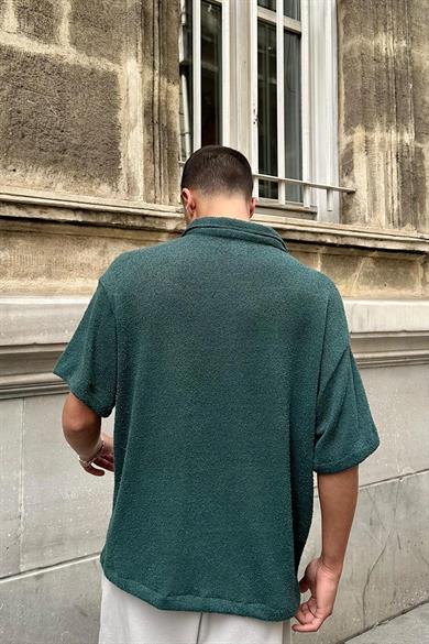 Yeşil Dokulu 04 EE Oversize Gömlek