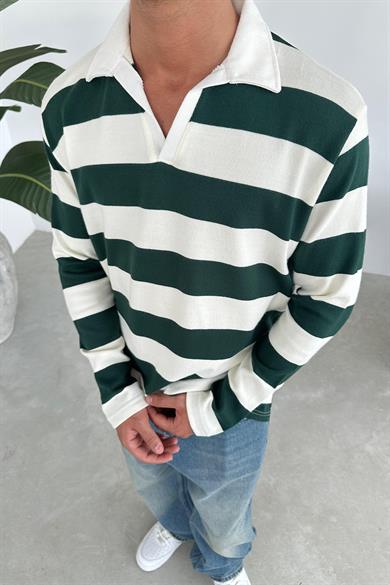 Yeşil Şerit Detay Relaxed Polo Yaka