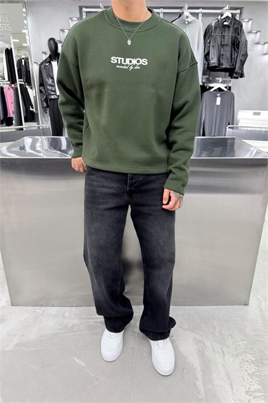 Yeşil Studios Baskılı Boxy Fit Sweatshirt