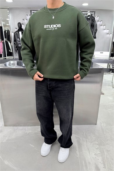 Yeşil Studios Baskılı Boxy Fit Sweatshirt