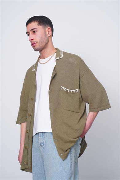Yeşil Vintage İnce Örme Triko CH Oversize Hırka