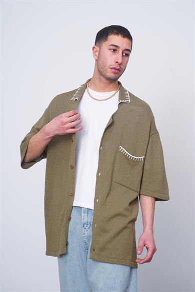 Yeşil Vintage İnce Örme Triko CH Oversize Hırka