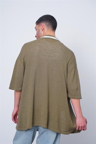 Yeşil Vintage İnce Örme Triko CH Oversize Hırka