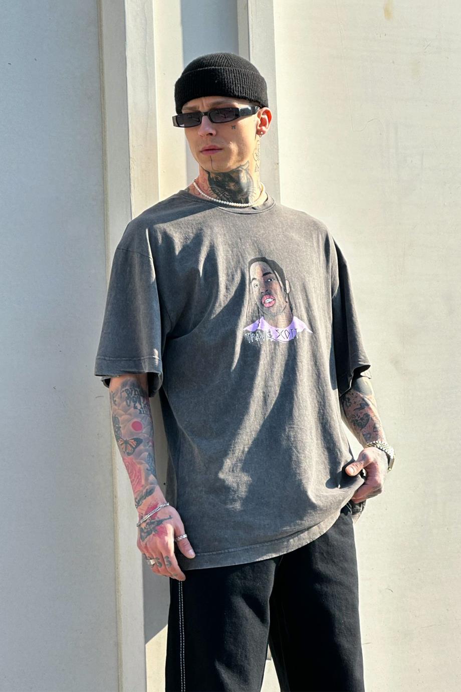 Acid Wash Travis Scott Oversize Tişört