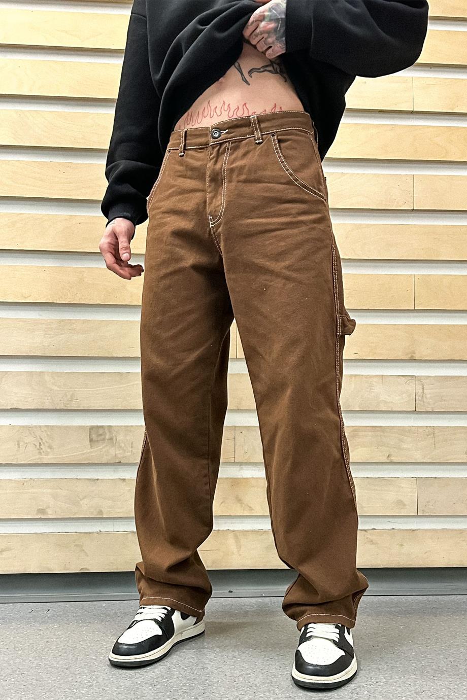 Kahverengi Dark Style Baggy Pantolon