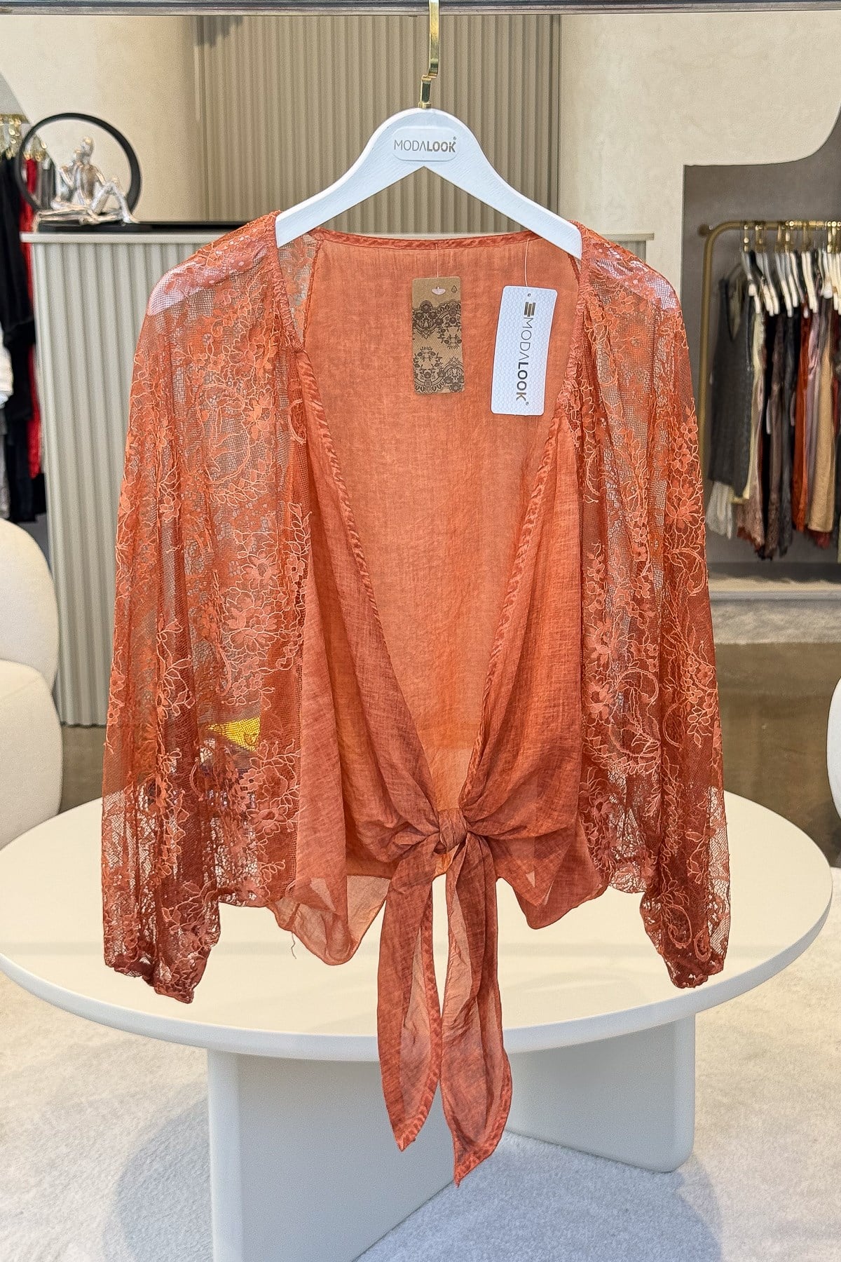 Kolları Dantelli Bolero Kiremit RenkCEKET