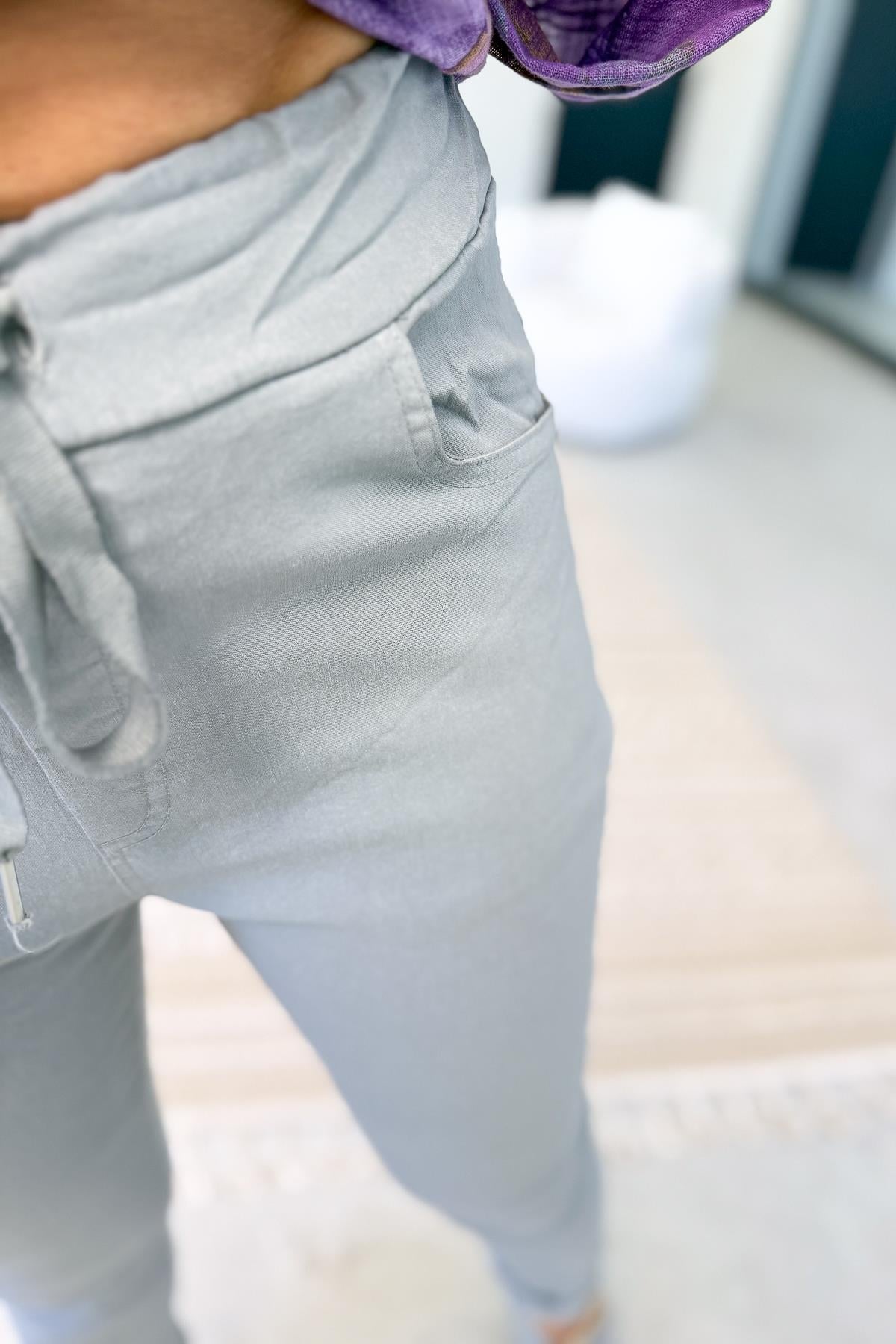 Likralı Düz Basic Pantolon Füme Renk
