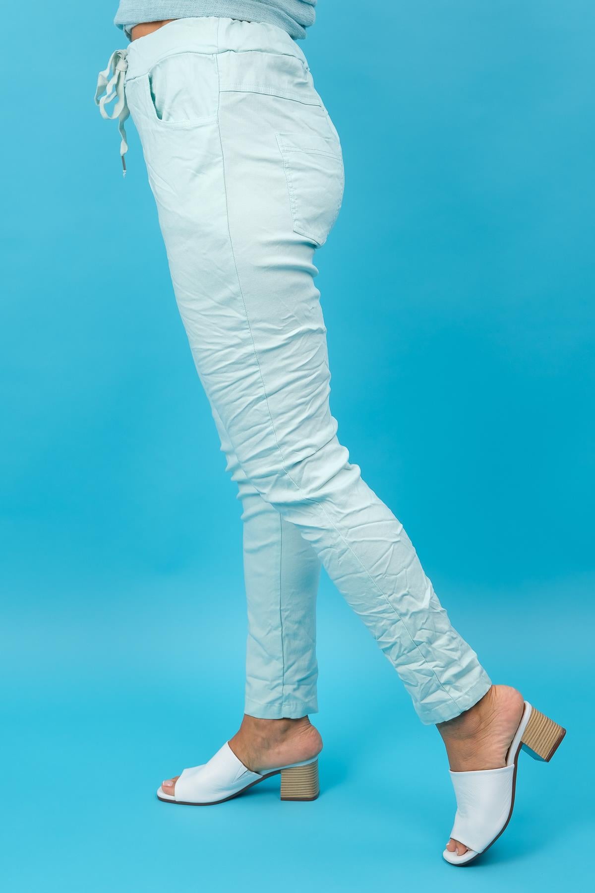 Likralı Düz Basic Pantolon Mint Renk
