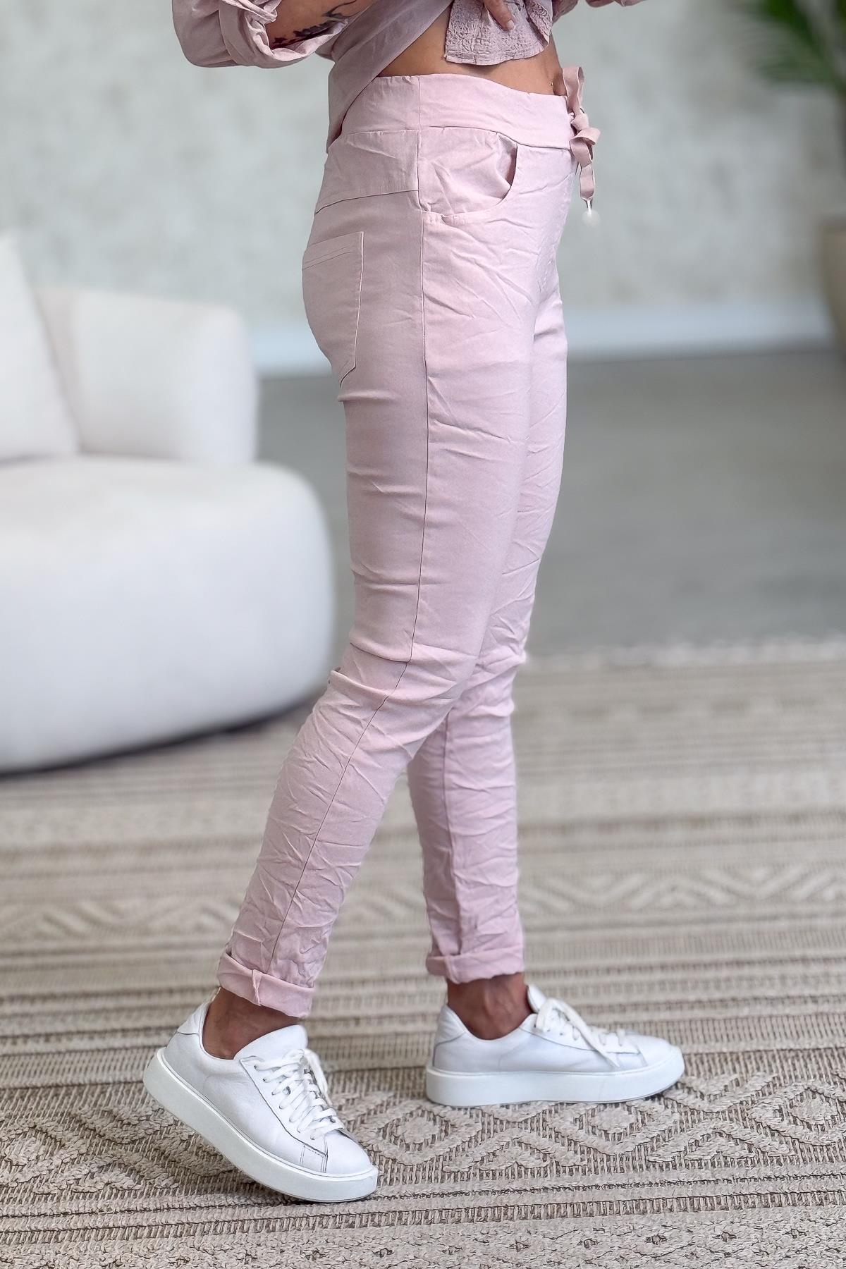 Likralı Düz Basic Pantolon Pudra Renk