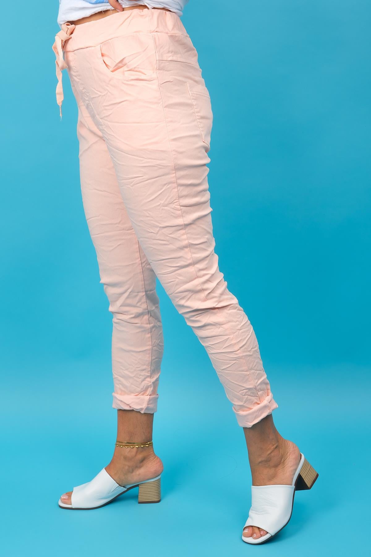 Likralı Düz Basic Pantolon Somon Renk