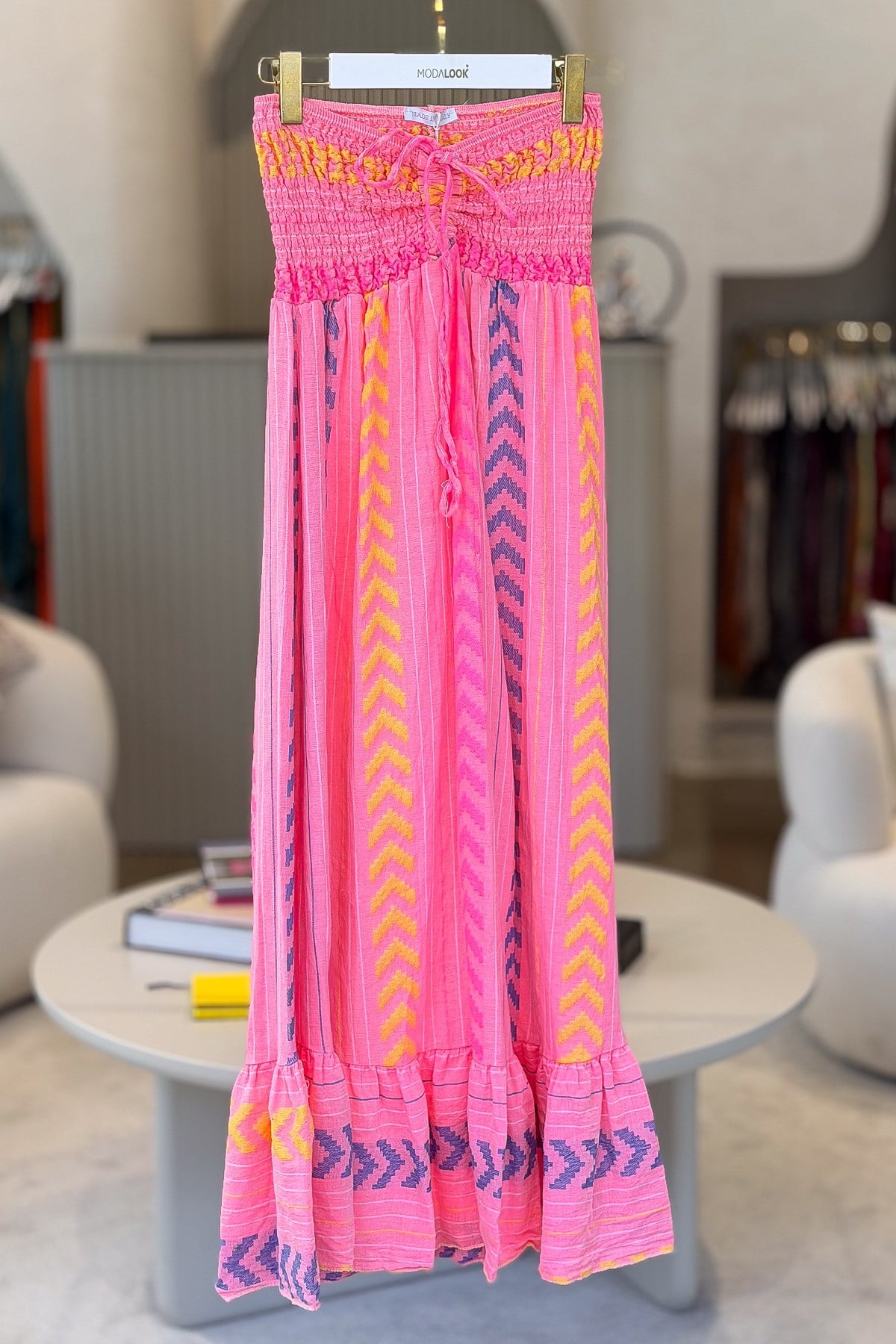 Straplez Pamuklu Elbise Pembe RenkELBİSE