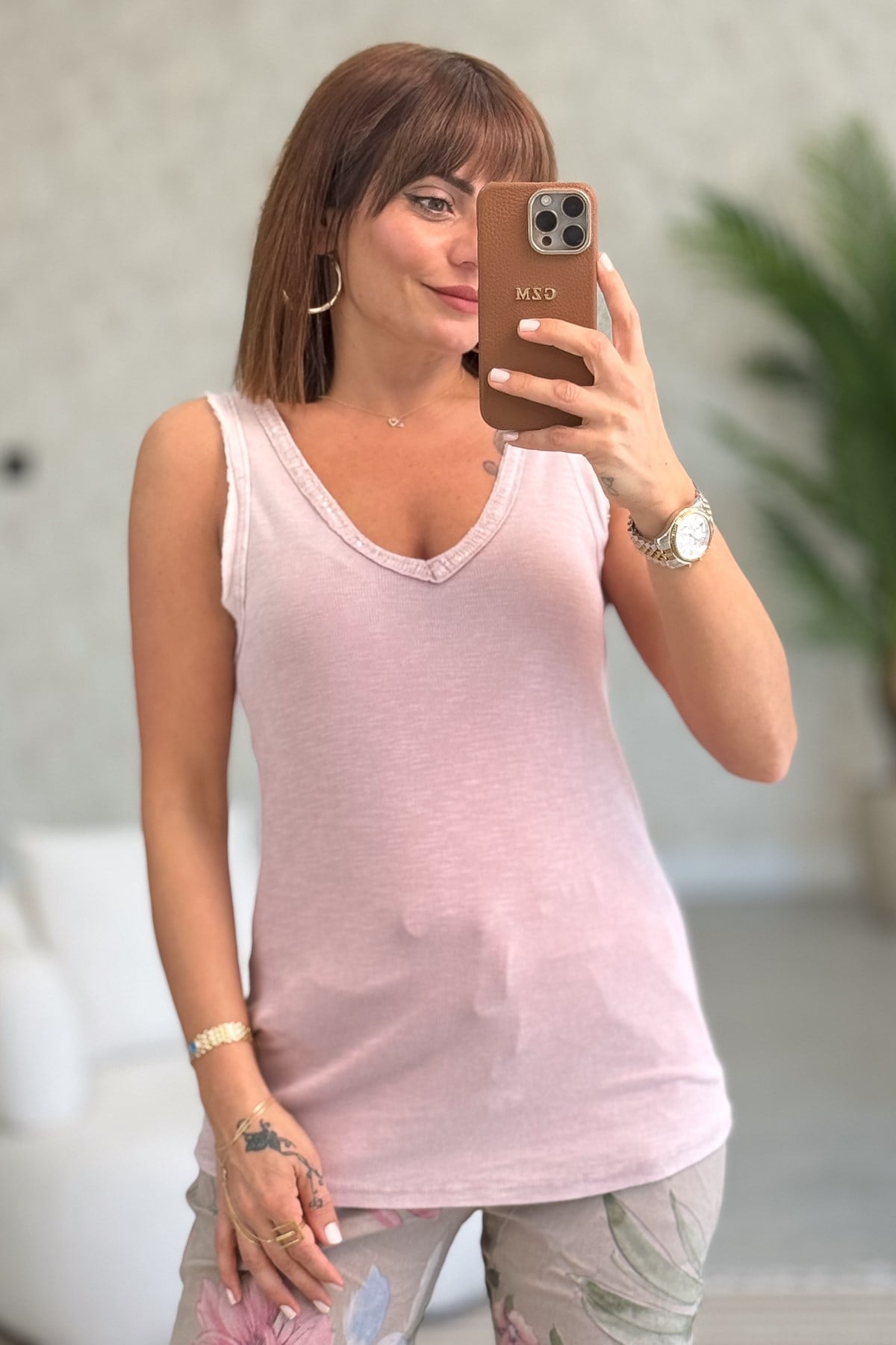 Yakası Pullu Fitilli Kolsuz Badi Pudra Renk