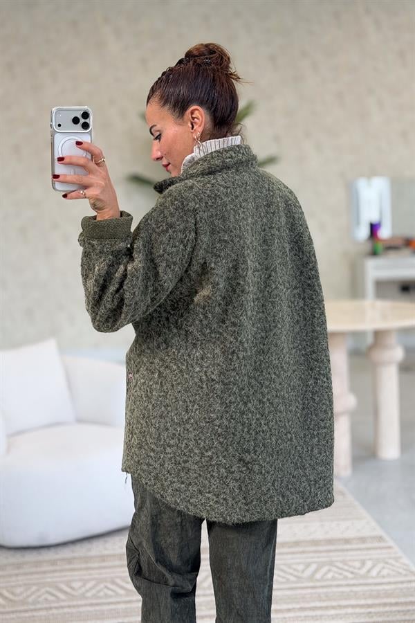 Amblemli Keçe Kaban Haki Renk