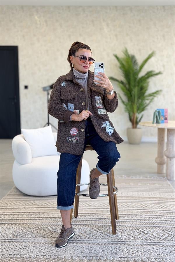 Amblemli Keçe Kaban Kahverengi Renk