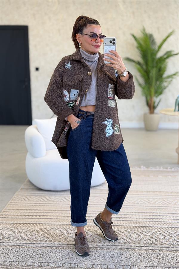 Amblemli Keçe Kaban Kahverengi Renk