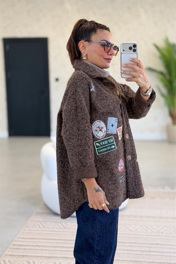 Amblemli Keçe Kaban Kahverengi Renk