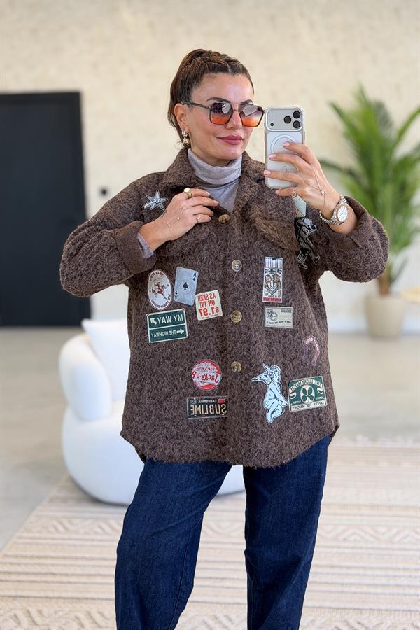 Amblemli Keçe Kaban Kahverengi Renk