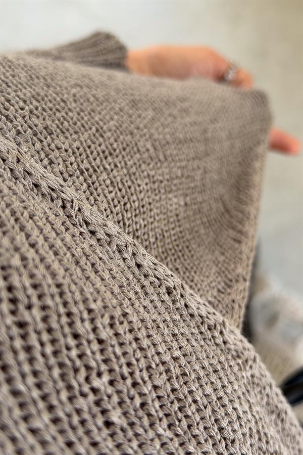 Asimetrik Kesim Merserize Triko Vizon Renk