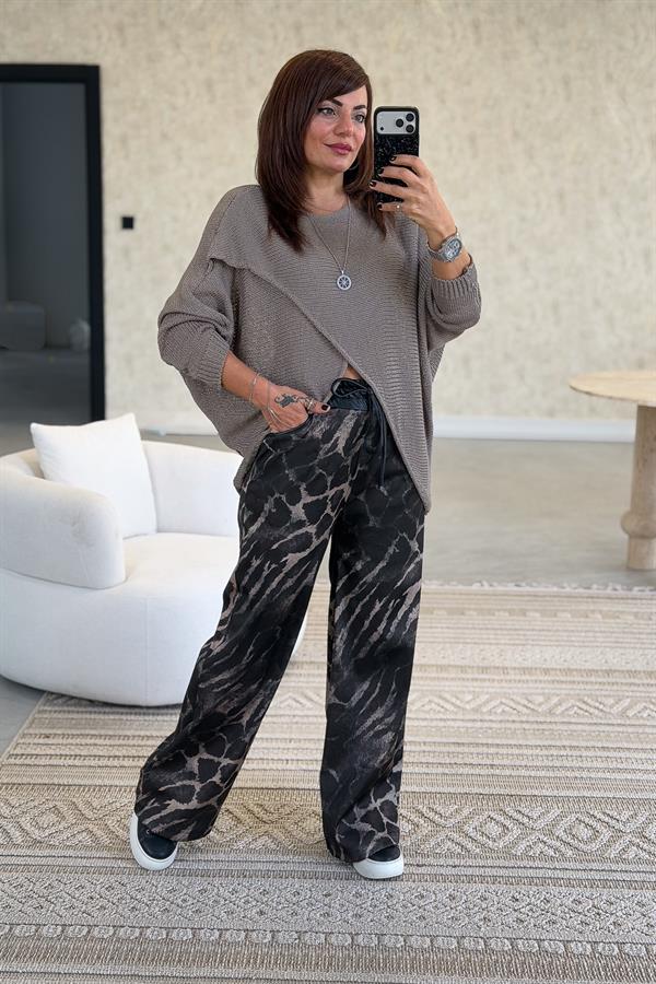 Asimetrik Kesim Merserize Triko Vizon Renk