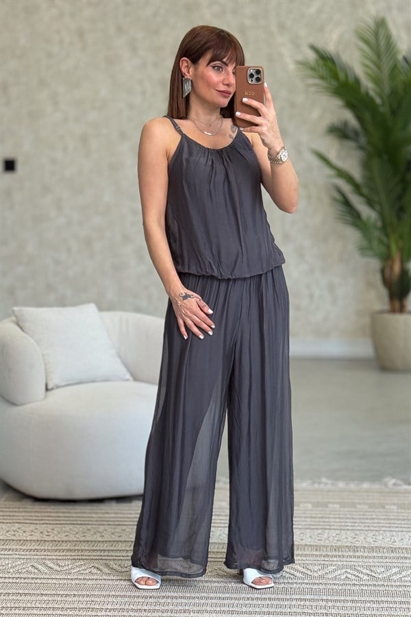 Askılı İpek Tulum Antresit Renk