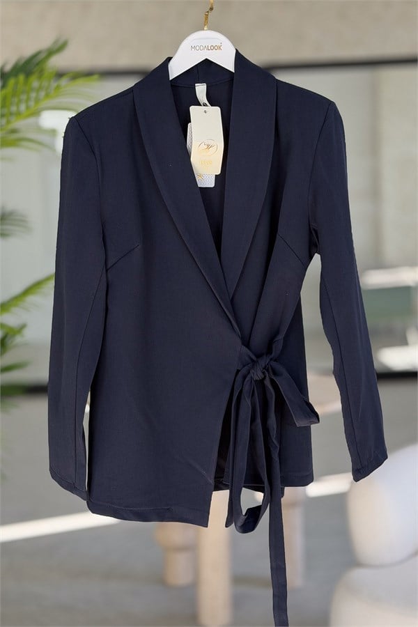 Bağlamalı Tasarım Blazer Ceket Lacivert RenkCEKET
