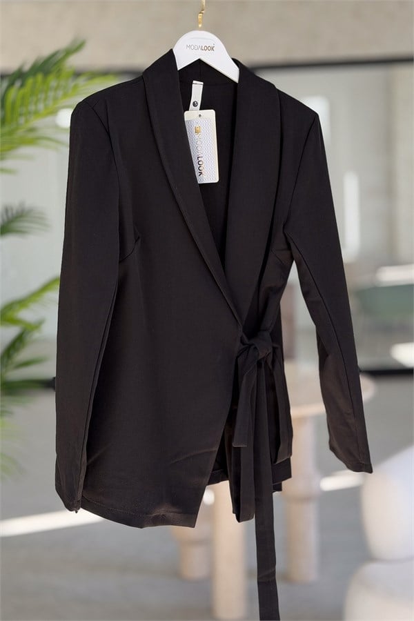 Bağlamalı Tasarım Blazer Ceket Siyah RenkCEKET