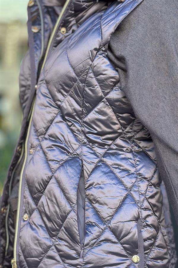 Baklava Desenli Anorak Yelek Mürdüm Renk