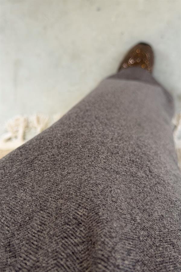 Balık Sırtı Desenli Kemerli Pantolon Vizon Renk