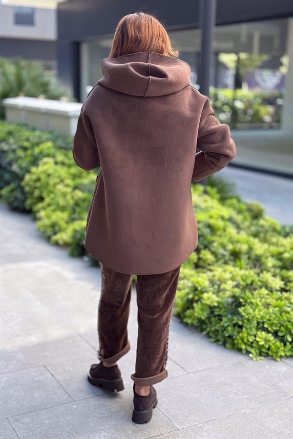 Basic Kısa Polar Kaban Kahverengi Renk